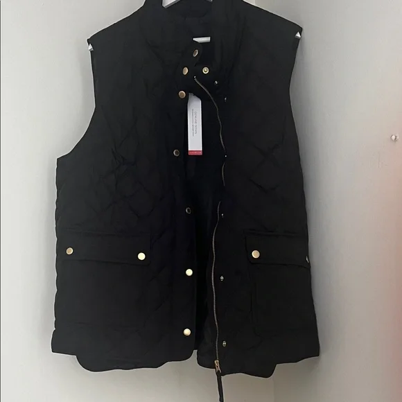 Talbots Black Vest with Gold Accents - Picture 2 of 12